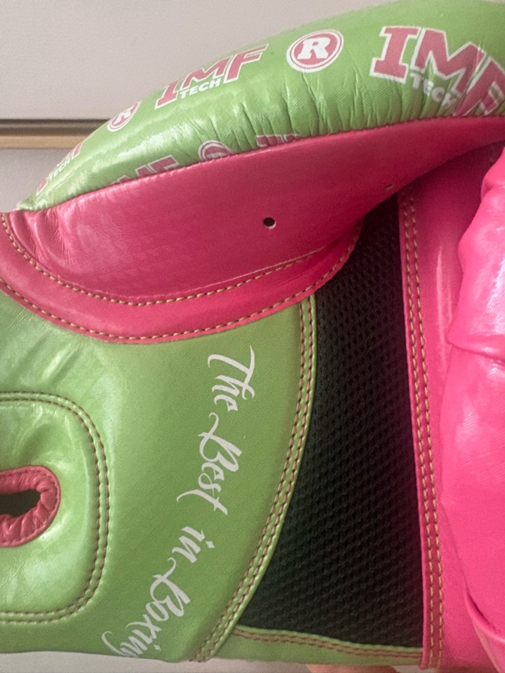 Ringside Pink and Green Boxing Gloves - Picture 5 of 6